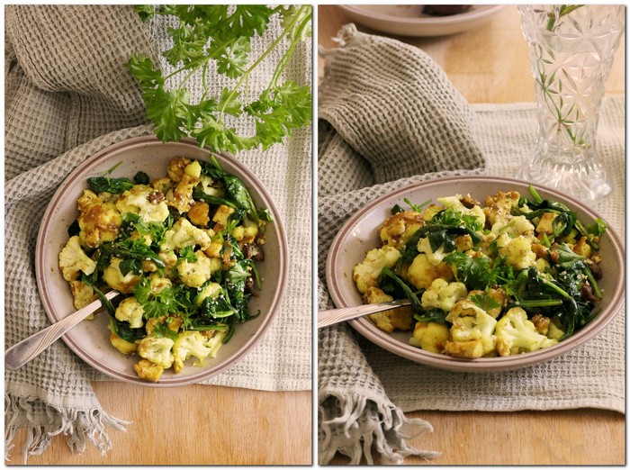 Blumenkohl-Curry mit Kokos, Spinat & Tofu